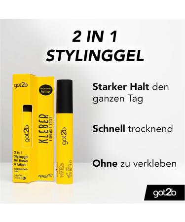  Got2B got2b Colle 4 Brows & Edges (16 ml) 2-in-1 Brow Gel & Hair Mascara with handy styling gel and double-sided eyebrow brush to tame baby hairs vegan formula - Buy Online on GoSupps.com