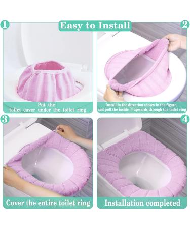 ZeeDix 5-Piece Thicker Bathroom Toilet Seat Cover Pad Set - Washable & Comfortable, Easy Installation, Stretchable Fibers - Standard Size (5 Colors) - Buy Online on GoSupps.com
