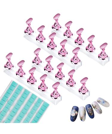 4 sets holder for nail tips Exercise press on nails holder nail tips stand beginners nail set accessories nail tip exercise stand acrylic nail holder and glue putty for false nail manicure