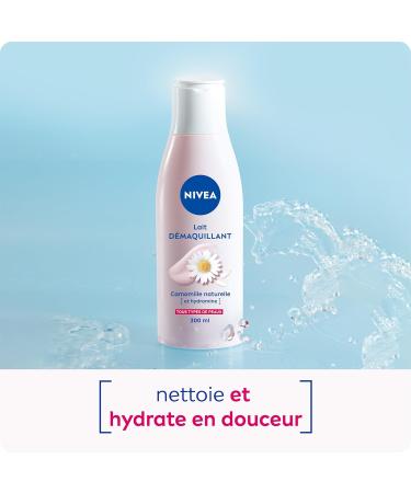 NIVEA - Lait D maquillant Visage & Yeux - Efficacit Waterproof - D maquille Et Hydrate Intensement - Sans Ass cher - Camomille Naturelle & Hydramine - Formule Vegan - Tous Types De Peau - 200 ml - Buy Online on GoSupps.com