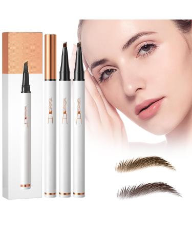 Eyebrow Pencil Kaluofan 2PCS Magic Eyebrow Pencil Eyebrow Pencil with 4 Fork Tip Waterproof Eyebrow Pencil Long-lasting Waterproof Creat Natural and Unique Makeup Look(Light Brown Dark Brown)