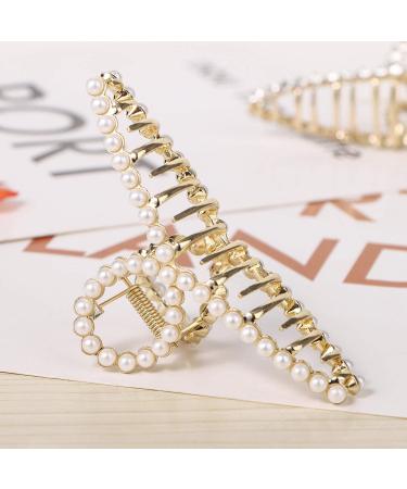 Shop Stylish Women's Metal Hair Clips - Large Slipproof Gripper with Pearls & Rhinestones | Perfect for Thick Hair - Buy Online on GoSupps.com