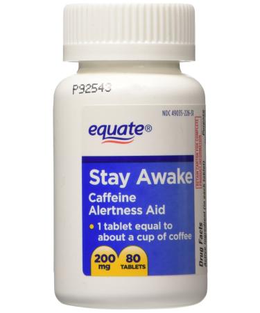 Equate - Stay Awake - Alertness Aid With Caffeine Maximum Strength 80 Tablets 200 Mg 80 Count (Pack of 1)