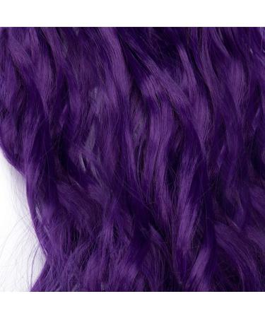 Silk-co Long Curly Wavy Hairpiece Extensions - 8 Pcs Full Head 18 Clips, Synthetic Heat Resistant, 24 inch Dark Purple - Buy Online on GoSupps.com