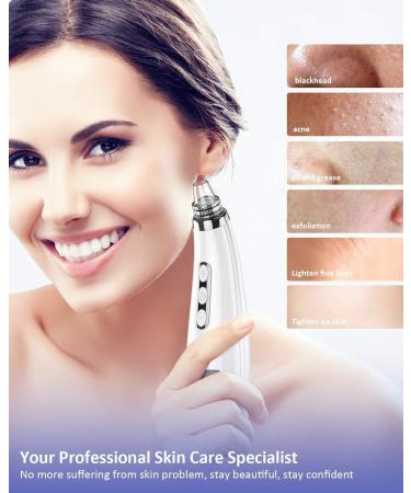 2023 Upgraded Blackhead Pore Vacuum Cleaner - Electric USB Rechargeable Acne & Whitehead Extractor with 5 Probes - Blackhead Remover Kit for Women & Men | JHF21 - Buy Online on GoSupps.com