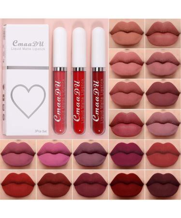 Aijofi 3 Colors Matte Liquid Lipstick Set - Waterproof Long-Lasting Nourishing Lip Gloss (International Shipping) - Buy Online on GoSupps.com
