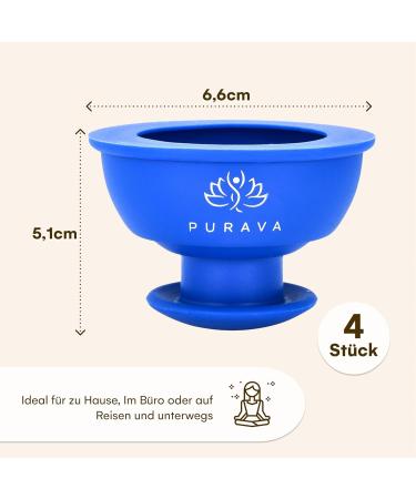 Purava Silicone Cupping Set for Fascia & Trigger Points - 4 Blue Suction Bells for Deep Tissue Massage Pain Relief & Improved Circulation (6.6x5.1cm) - Buy Online on GoSupps.com