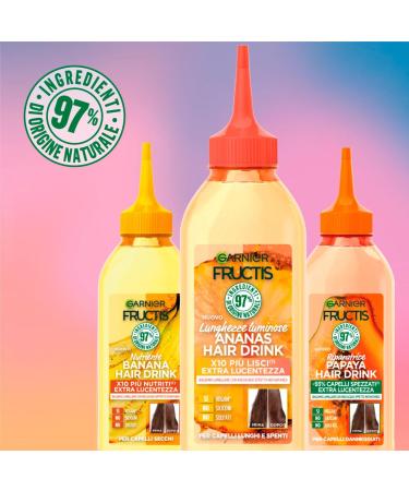  Garnier Garnier Fructis Hair Drink Pineapple Lamellar Balm for Long and Off Hair Detangling Action Cleanses Nourishes Moisturizes 2 x 200 ml Bottles - Buy Online on GoSupps.com