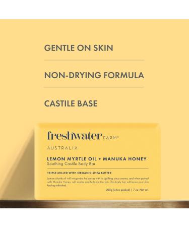 Soothing Castile Body Bar - Lemon Myrtle Oil & Manuka Honey | Natural Triple-Milled Soap with Organic Shea Butter - International Shipping Available - Buy Online on GoSupps.com