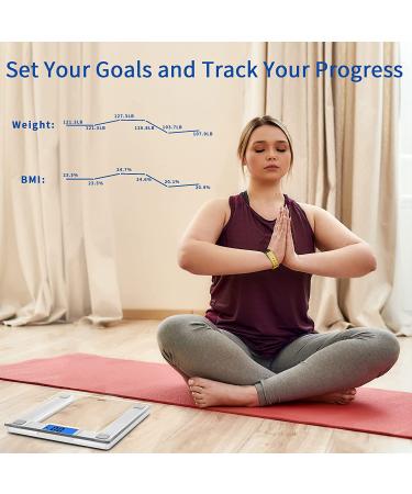 Vitafit 550lb Smart Digital Bathroom Scale with BMI Tracking via App | Extra-High Capacity, 8mm Tempered Glass, Step-On Design | Blue Backlit LCD Display | Silver - Buy Online on GoSupps.com
