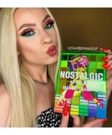 UCANBE Nostalgic Green Eyeshadow Palette - 48 Bold Colors | Highly Pigmented Matte, Shimmer, Glitter Eye Makeup - Buy Online on GoSupps.com