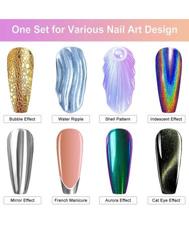 Chrome Nail Powder Gift Set - Holographic Unicorn Rainbow, Aurora Mermaid, Metallic Mirror, Cat Eye - Perfect for Manicure Art - Buy Online on GoSupps.com