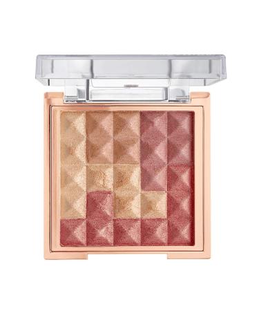 Flower Beauty Highlighter and Blush Makeup Powder for Face and Cheeks  Pyramid Pressed Pigments Cheek Color and Illuminator (Peach Glow)