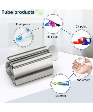 Zivacate 2 Pack Stainless Steel Toothpaste Tube Squeezer & Dispenser - Effortless Toothpaste Tube Rolling with Holder Seat Function - Buy Online on GoSupps.com