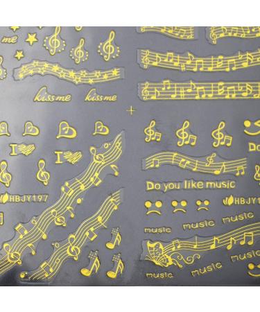 Musical Instrument Theme Nail Art Stickers - 12 Sheets Gold Music Notes Designs for Women, Girls, Kids - Buy Online on GoSupps.com