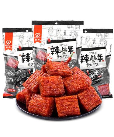 Spicy Strip, Konjac Flour Made Delicious Snacking, Asia Chinese Snack Latiao Piece, Vegan - Kosher - Gluten-Free - Non-GMO Mo Yu Shuang, Best Keto Snacks and Treats - Low Carb - Low Sugar (250g/8.8oz) 250.0 Grams