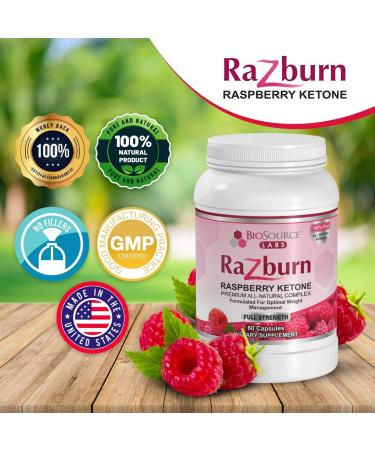 BioSource Labs Razburn Premium Extra Potent Raspberry Ketones - 60 Vegetarian Capsules - Buy Online on GoSupps.com