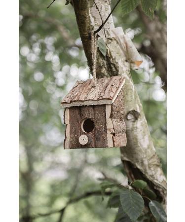 Garden Mile 2x Natural Wooden Bird Houses - Traditional Hanging Wild Bird Nesting Boxes for Outdoor Garden Decor - Buy Online on GoSupps.com