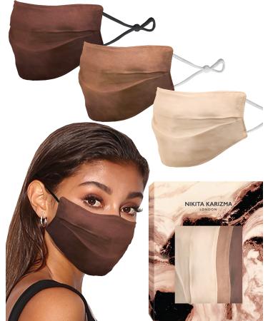 KARIZMA Beverly Hills Silk Face Mask Collection Pack. Fashionable Designer Face Mask for Women. Real Mulberry Silk Masks Skin Tones
