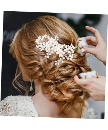 Angoily Flower Rhinestone Hair Comb Floral Headpiece Floral Hair Clip Wedding Hair Accessories Women Hair Headdress Creative Hair Comb Zinc Alloy Pearl White Korean Version Bride - Buy Online on GoSupps.com