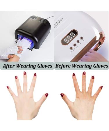 Tongyend UV Gloves for Gel Nails - Professional Fingerless Gloves for UV Nail Lamp Manicure Dryer and Outdoor Use (White) - Buy Online on GoSupps.com