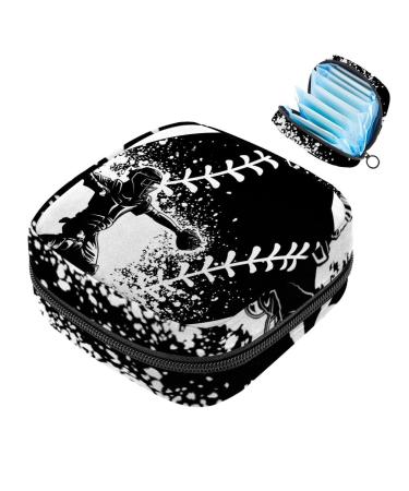 Menstrual Bag with Zipper Sanitary Pads Tampons Collection Bag for Women and Girls (Player and Baseball)