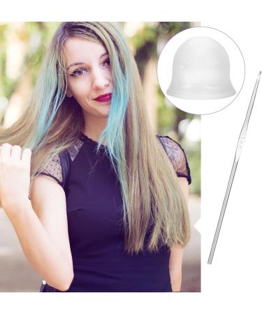 HEQU 2pcs Highlighting Cap Silicone Dyeing Cap Hair Coloring Hat Silicone Highlight Cap with Coloring Hair Hook Reusable Dyeing Cap Kit Hair Dye Cap Hairdressing Salon Cap for Women Men - Buy Online on GoSupps.com