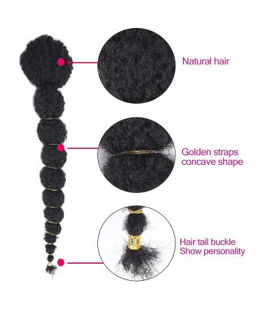 Oseti Long Black Braided Afro Puff Drawstring Ponytail Extension for Black Women - Kinky Curly Lantern Clip-In Hairpiece (1B) - Buy Online on GoSupps.com