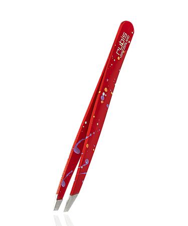 Rubi's tweezers Action Painting - weird fine and pointed - plucking tweezers for eyebrows - sloping tips for hair removal - professional tweezers - red