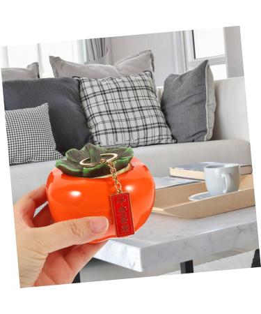 STOBAZA Persimmon Ruyi Jar Decor for Home Car Ornaments Organic Fruit Ceramics Snack Persimmon Fruit Office As Shown-1 8.8X7.8CM - Buy Online on GoSupps.com