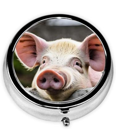 Cute Pig Round Pill Box - 3 Compartment Mini Portable Travel Medicine Organizer for Vitamins & Tablets - Buy Online on GoSupps.com