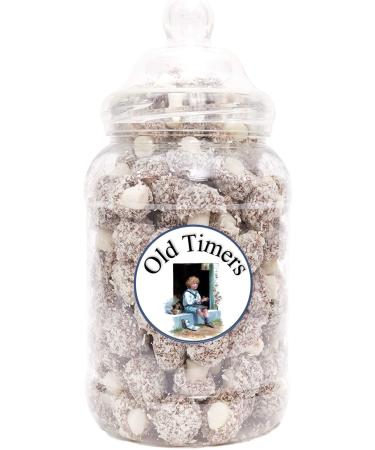 Old Timers Taveners Coconut Mushrooms in Reusable Retro Victorian Style 1.8 litre Plastic Jar 1000 grams 1.3 kg