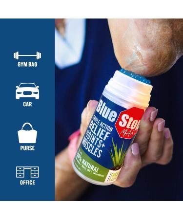 Blue Stop Max Applicator 3.4 oz - Fast-Acting Sports Cream Roll On for Muscle & Joint Relief (2 Pack) - Buy Online on GoSupps.com