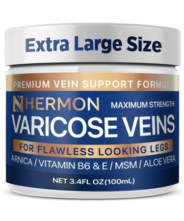 Hermon Varicose and Spider Veins Cream Natural Formula to Improve Circulation Soothe Tired Legs & Reduce Swelling 3.4 Fl Oz (3.4 Fl Oz (Pack of 1))