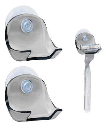 Mygadget 2x suction cup bracker for razor - holder without drilling for glass and tiles - suction cup hook for bathroom/shower - wall in black shaving stand black
