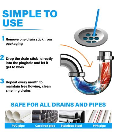 Buy Drain Sticks x48 Fast & Effective Drain Cleaning for Sinks Baths & Showers | Prevent Blockages & Odors - International Shipping - Buy Online on GoSupps.com