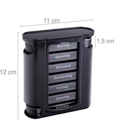 Schramm Black Tablet Box - 7-Day Pill Organizer | Weekly Dose Container - 1 Piece - Buy Online on GoSupps.com