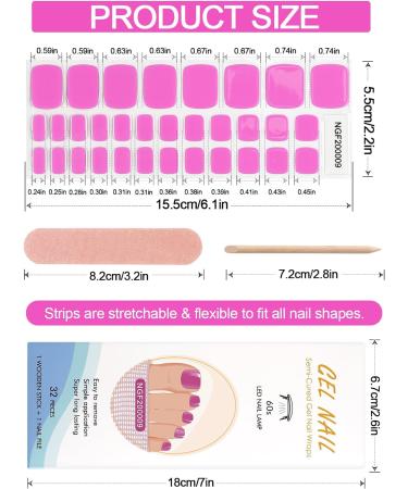 Ebanku 32 PCS Semi Cured Gel Nail Strips for Toenails - Full Wraps with Adhesive Stickers and Nail File - UV/LED Lamp Required - Buy Online on GoSupps.com