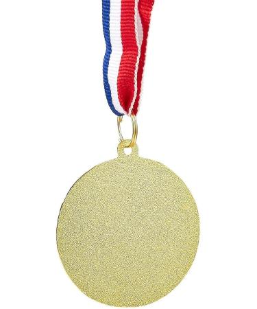 Juvale 12 Pack Soccer Medals - Gold Metal Team Participation Trophies for Kids and Adults - Perfect for Parties - Red, White, Blue Stripes with Soccer Ball and Goal Net Design - Buy Online on GoSupps.com