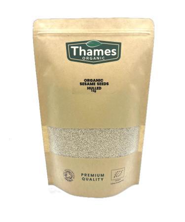 Organic Sesame Seeds Hulled 1kg of Nutritious & Flavorful Seeds - No Additives No Preservatives - Raw Vegan Non-GMO - Great for Baking Cooking and Sprinkling - Thames Organic 1kg