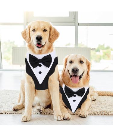 Dog Smoking Bandana Collar & Leash - Adjustable Tuxedo Headscarf for Small to Medium Dogs | Formal Wedding Party Attire - Buy Online on GoSupps.com