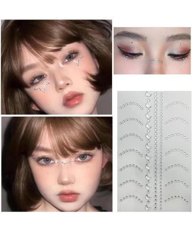 Self Adhesive Face Gems & Pearls - 5 Sheets 3D Star Heart Moon Stickers | Bling Rhinestone Jewels for Makeup Crafts & Nail Art - Includes Tweezers (White Red - Buy Online on GoSupps.com