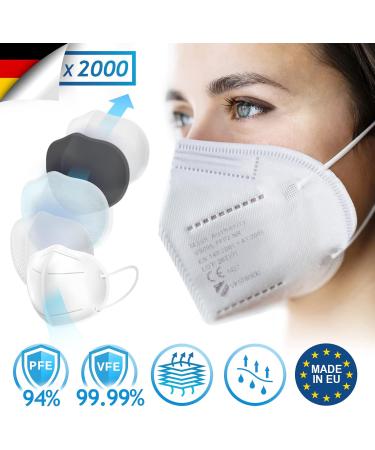 Virshields FFP2 Mundsprung Mask - 94% PFE 99.99% VFE EN 149 Certified 5 Layers 1 Piece to 2000 Pack Made in EU Choice of Colors - Premium Protective Breathing Mask - Buy Online on GoSupps.com