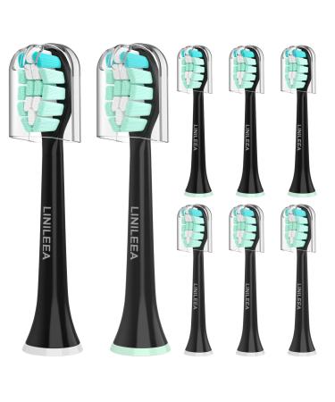 Toothbrush Replacement Heads Compatible with AquaSonic Black Series Tooth Brush for Black Series Pro Vibe Series Duo Series Pro Electric Toothbrush Refills 8 Pack (Black)
