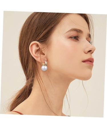 ABOOFAN 1 Pair Pearl Hoops Miss Earring Jewelry Real Gold Plated Copper - Buy Online on GoSupps.com