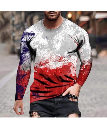Men's Quick-Dry Long Sleeve Graphic Workout Shirt - Red, Size XL - Buy Online on GoSupps.com