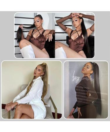 Ponytail Extensions Long Straight Ponytail Extension 22/34 inch Wrap Around Ponytail Synthetic Hair Extensions Clip in Straight Ponytail Hairpiece for Women for Women(Color:1B Size:22inch-55cm) 22inch-55cm 1B - Buy Online on GoSupps.com