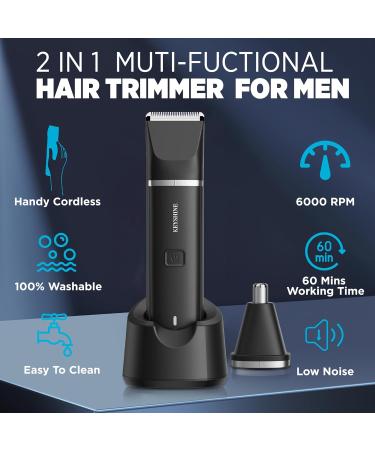 Electric Body Hair Trimmer for Men | Waterproof 2-in-1 Groin & Nose Hair Trimmer | Ideal for Beard Chest Armpit & Pubic Hair - Buy Online on GoSupps.com