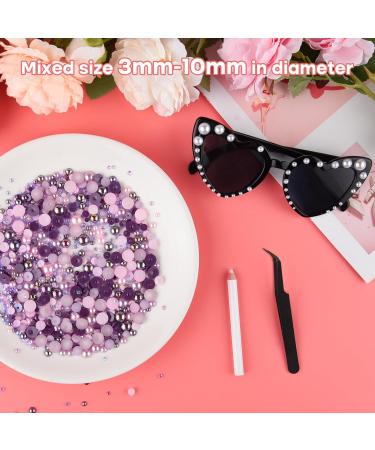 Astaron 50g Mixed Street Stones & Half Pearls for Crafting - Purple-Pink Rhinestones 3-10mm for Nails Shoes & More - Buy Online on GoSupps.com