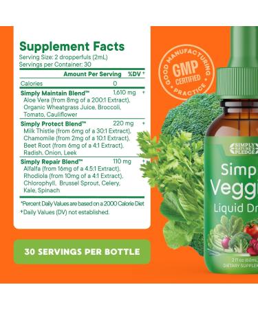 Simply Nature's Pledge - Fruit and Vegetable Supplements - Liquid Drops - Made with Whole Food Superfoods Packed Vitamins & Minerals - Soy Free - Made in The USA - Buy Online on GoSupps.com